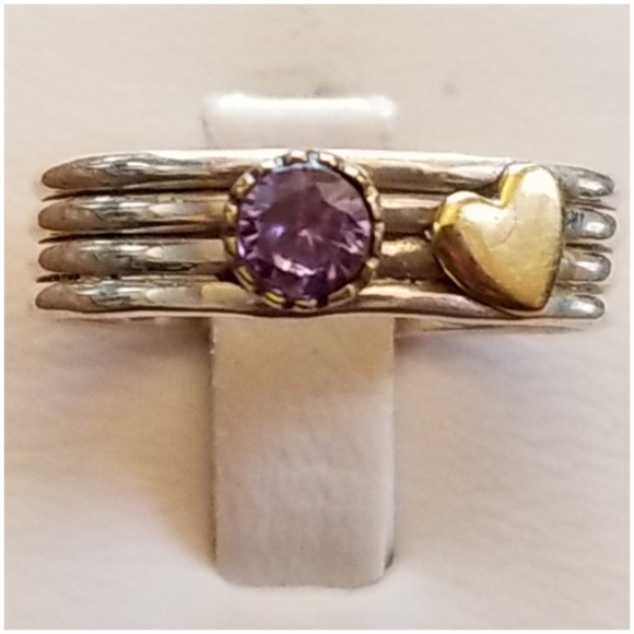 Genuine .50ct Amethyst Heart Design Band Ring7